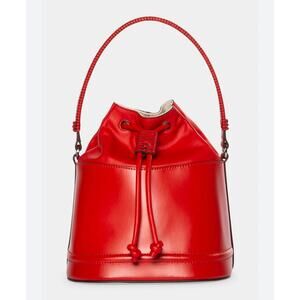 Staud Agnes Drawstring Tomato Red Bucket Bag like new